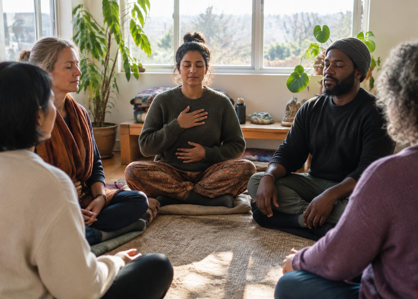 People practicing together in a circle